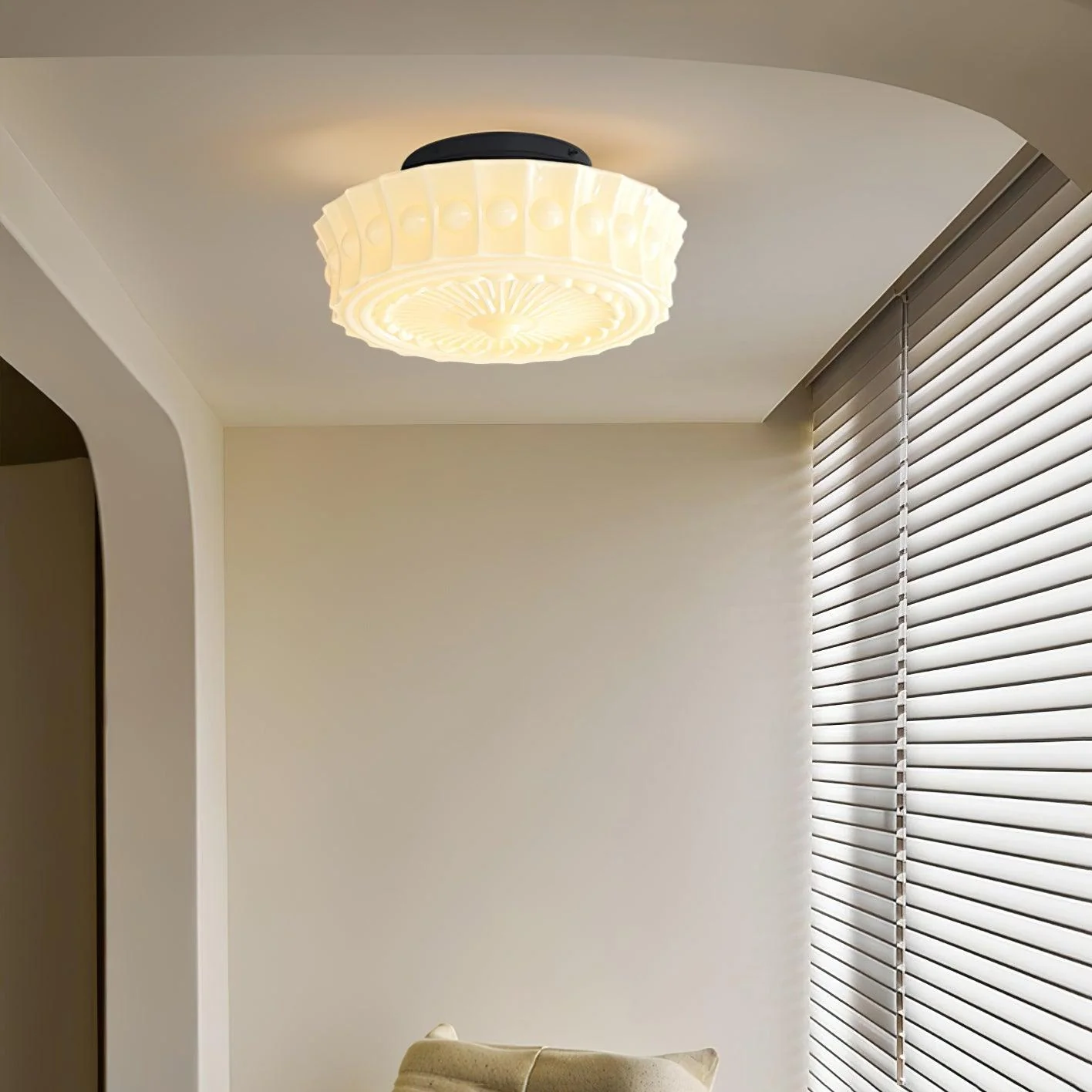 Solara Ceiling Lamp White Glass Floral for Living Room - Image 16
