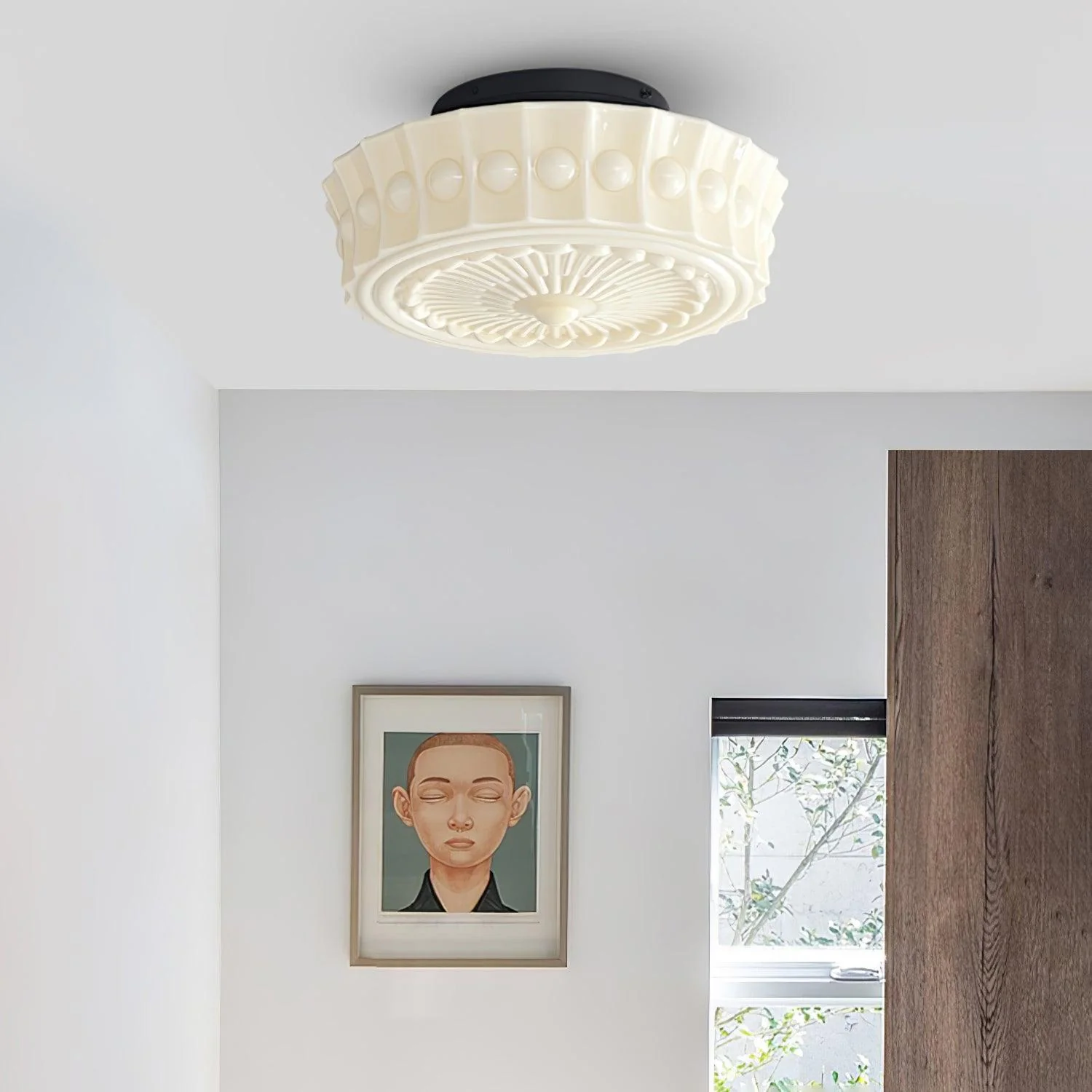 Solara Ceiling Lamp White Glass Floral for Living Room - Image 17