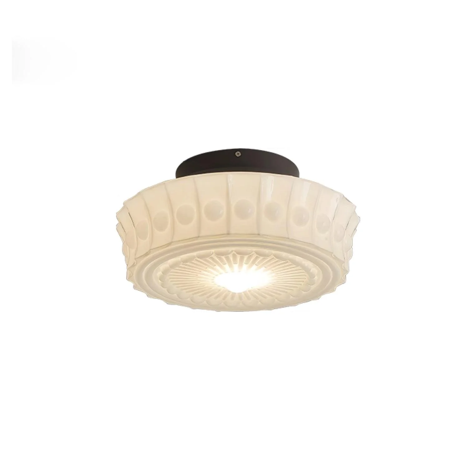 Solara Ceiling Lamp White Glass Floral for Living Room - Image 2