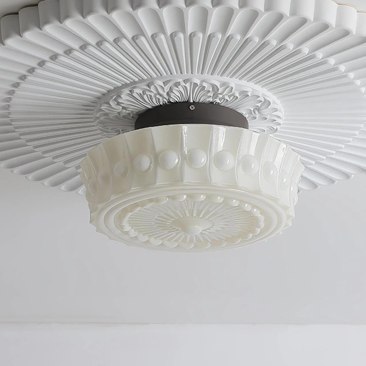 Solara Ceiling Lamp White Glass Floral for Living Room - Image 22