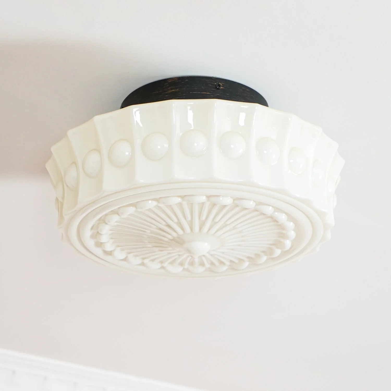Solara Ceiling Lamp White Glass Floral for Living Room - Image 23
