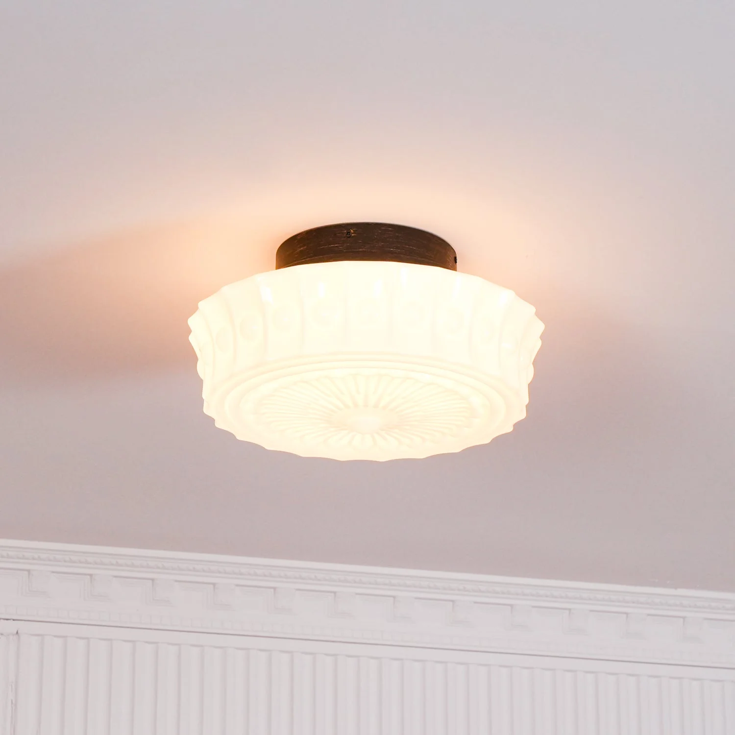 Solara Ceiling Lamp White Glass Floral for Living Room - Image 28
