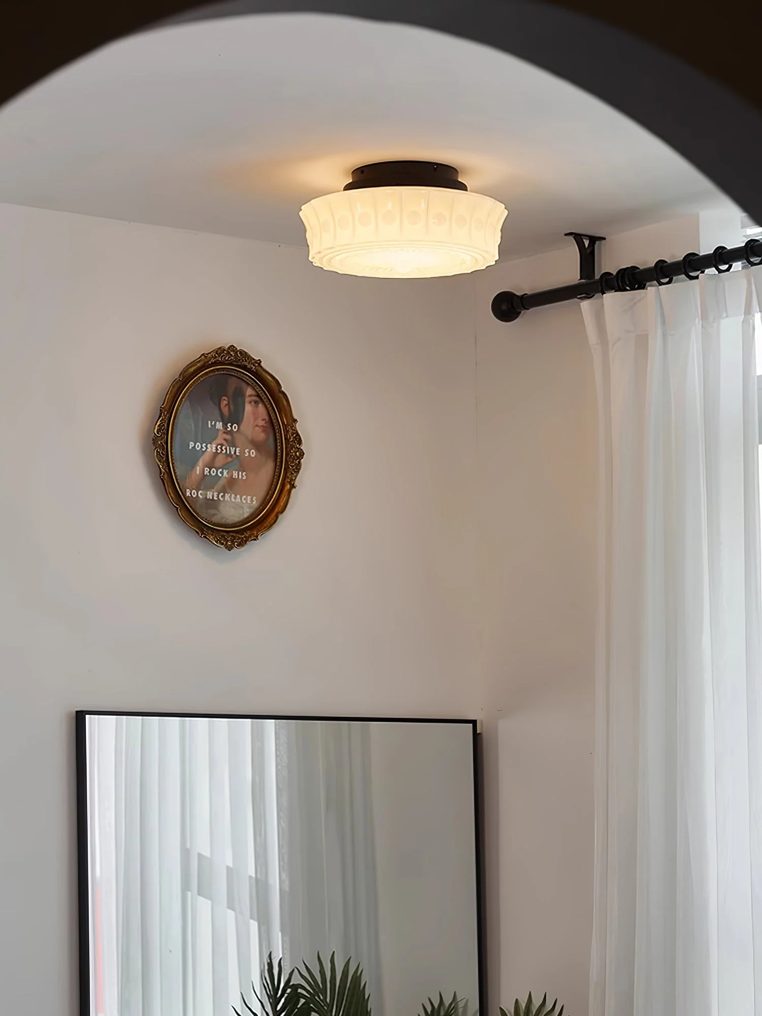 Solara Ceiling Lamp White Glass Floral for Living Room - Image 30