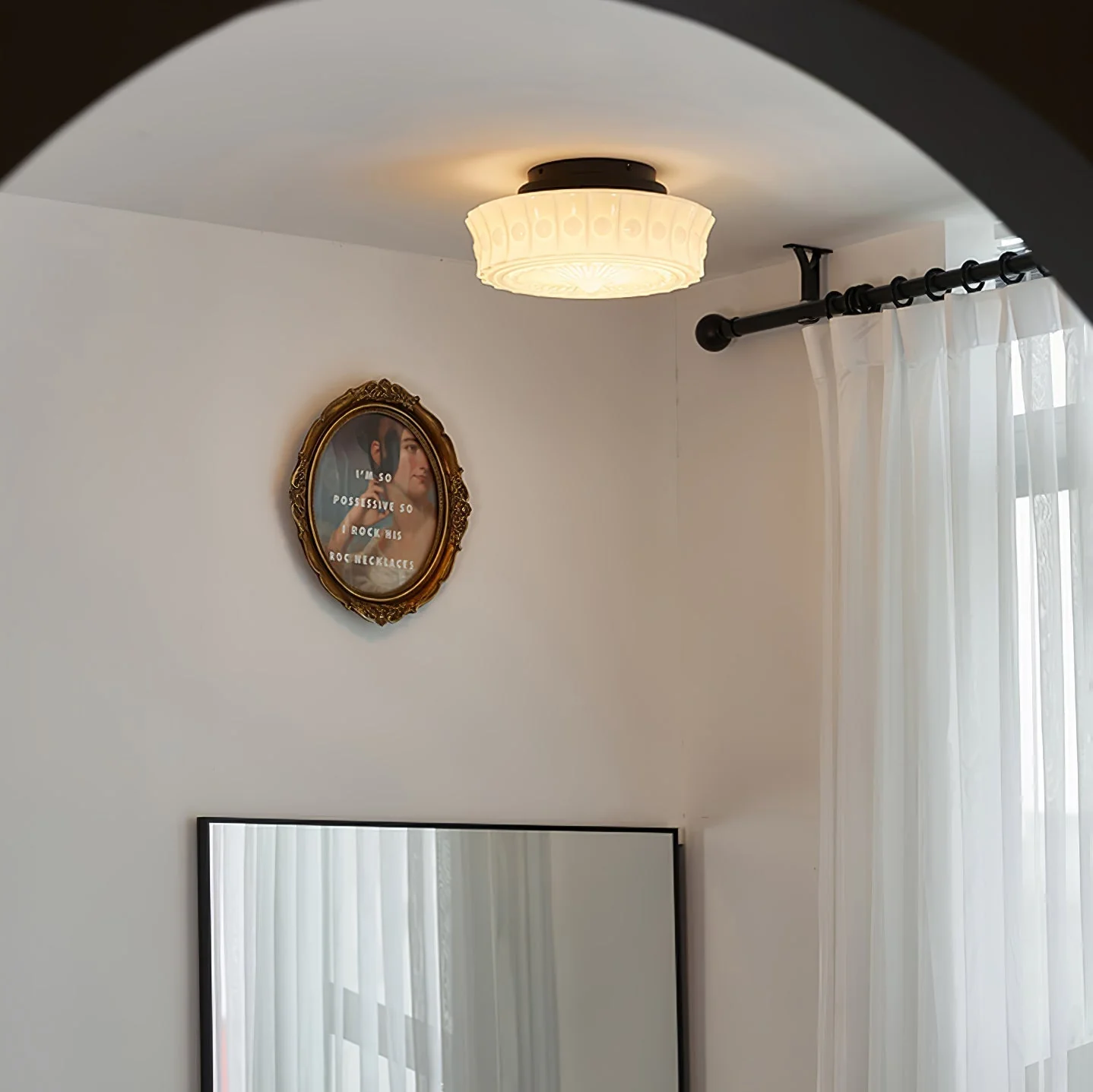 Solara Ceiling Lamp White Glass Floral for Living Room - Image 31