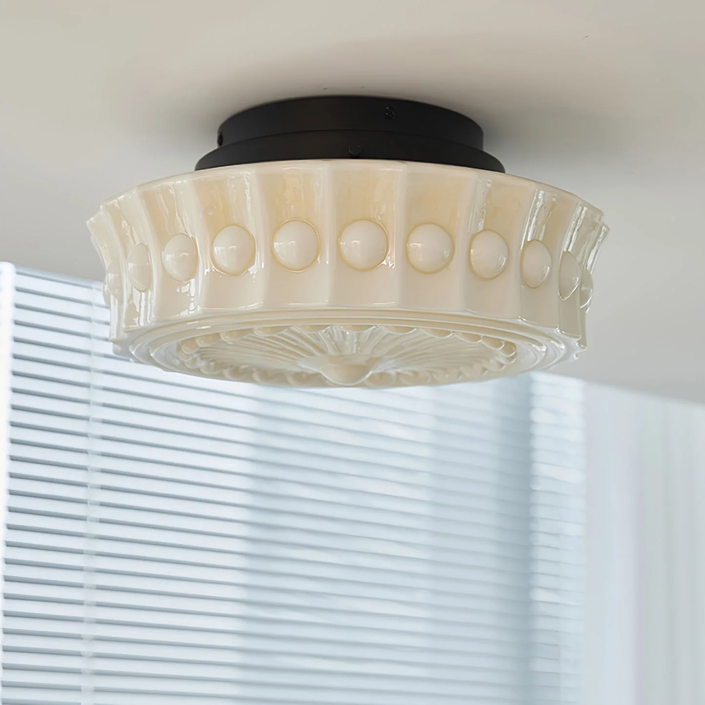Solara Ceiling Lamp White Glass Floral for Living Room - Image 32