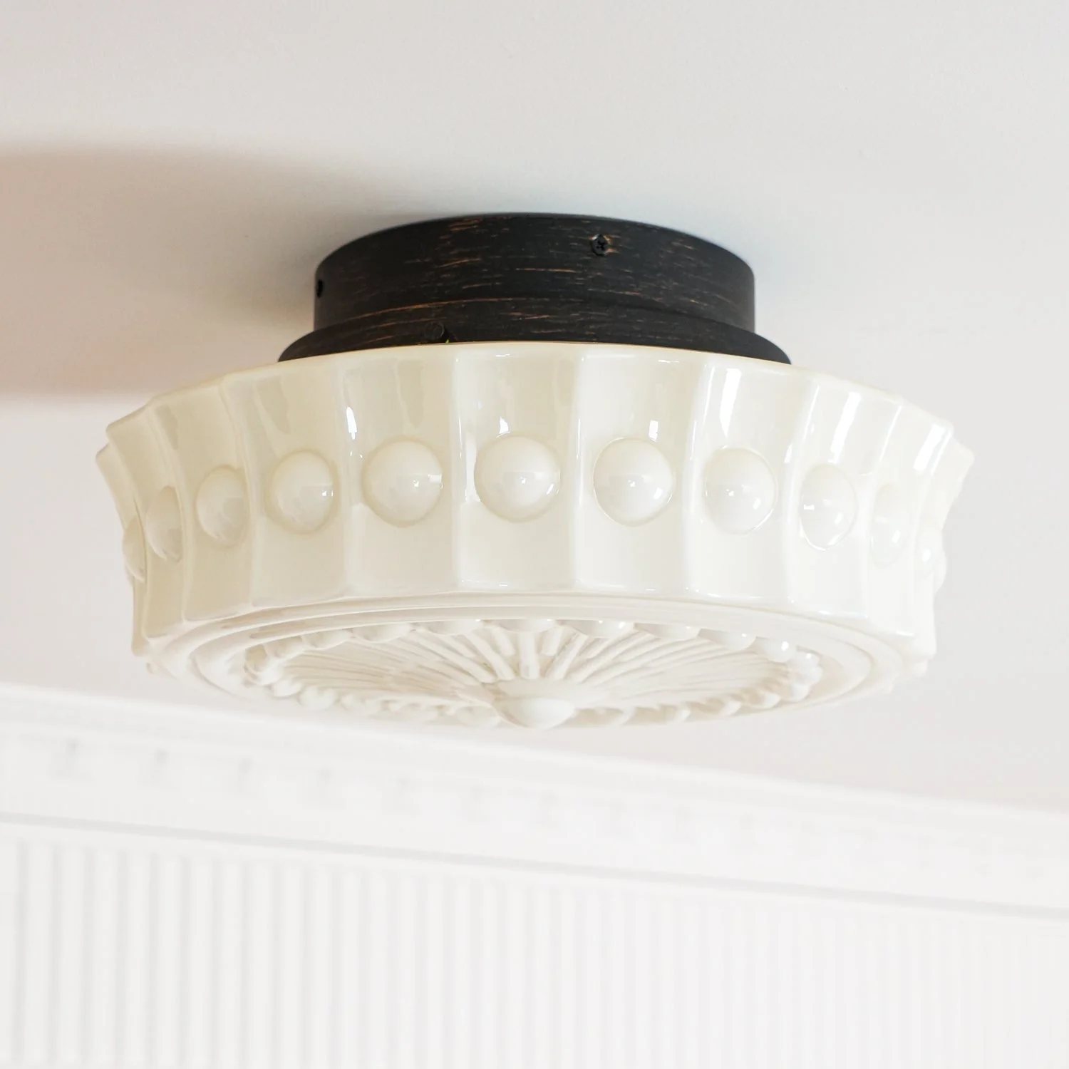Solara Ceiling Lamp White Glass Floral for Living Room - Image 34