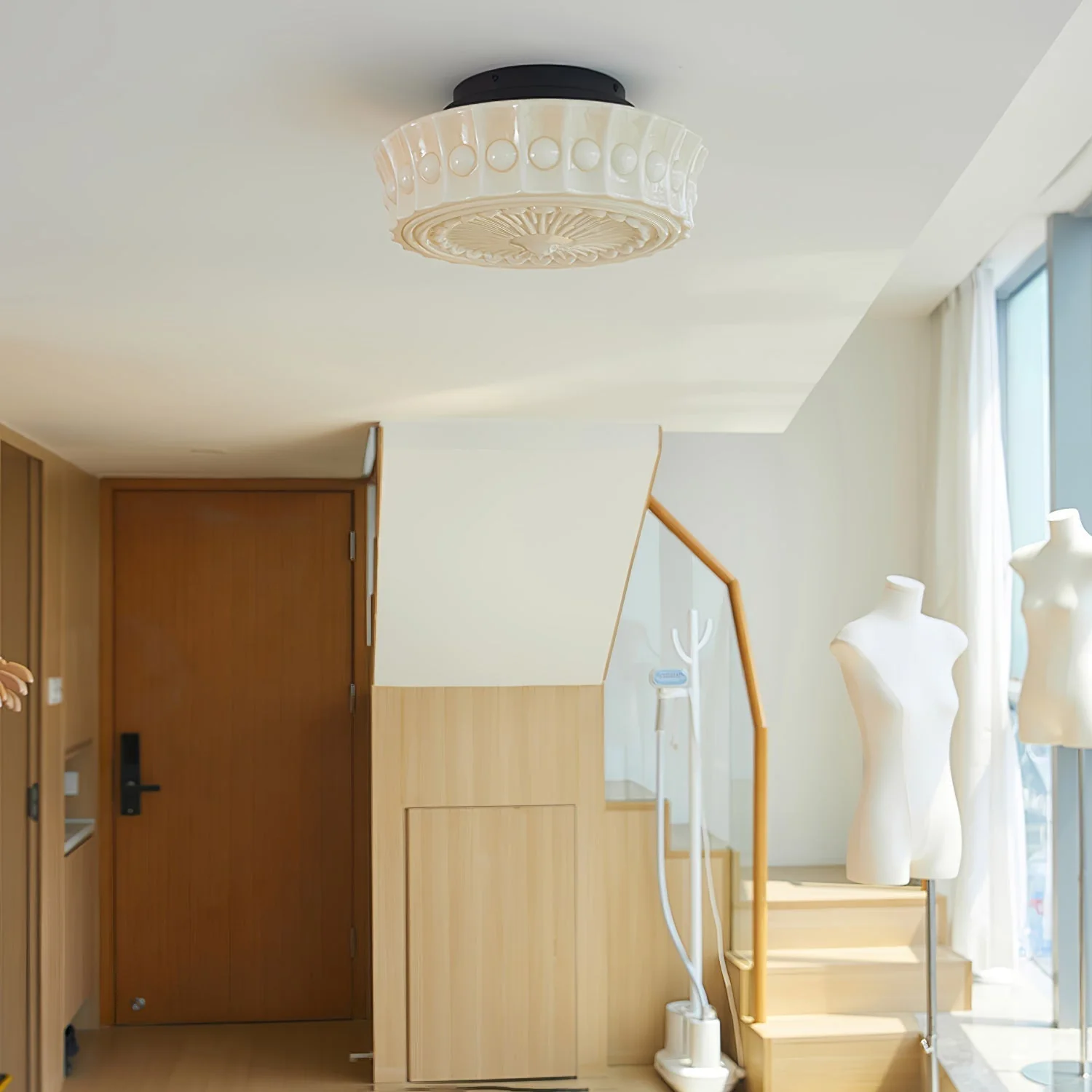 Solara Ceiling Lamp White Glass Floral for Living Room - Image 35
