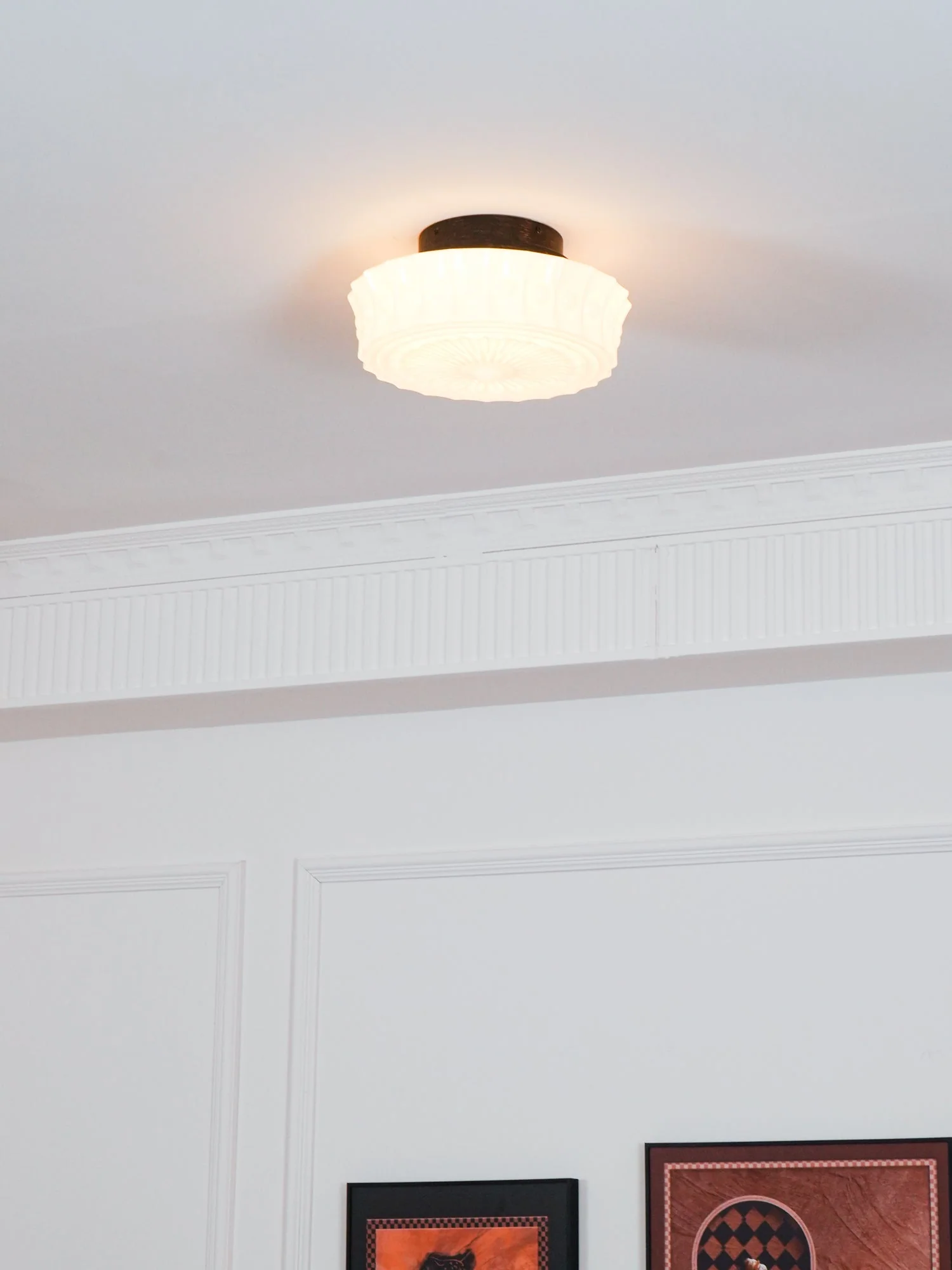 Solara Ceiling Lamp White Glass Floral for Living Room - Image 38