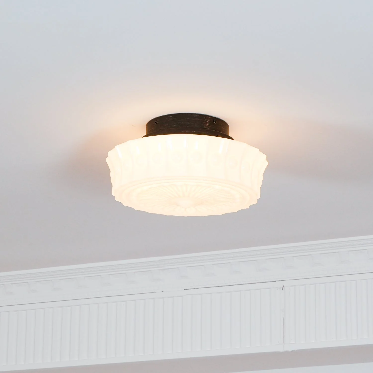 Solara Ceiling Lamp White Glass Floral for Living Room - Image 39