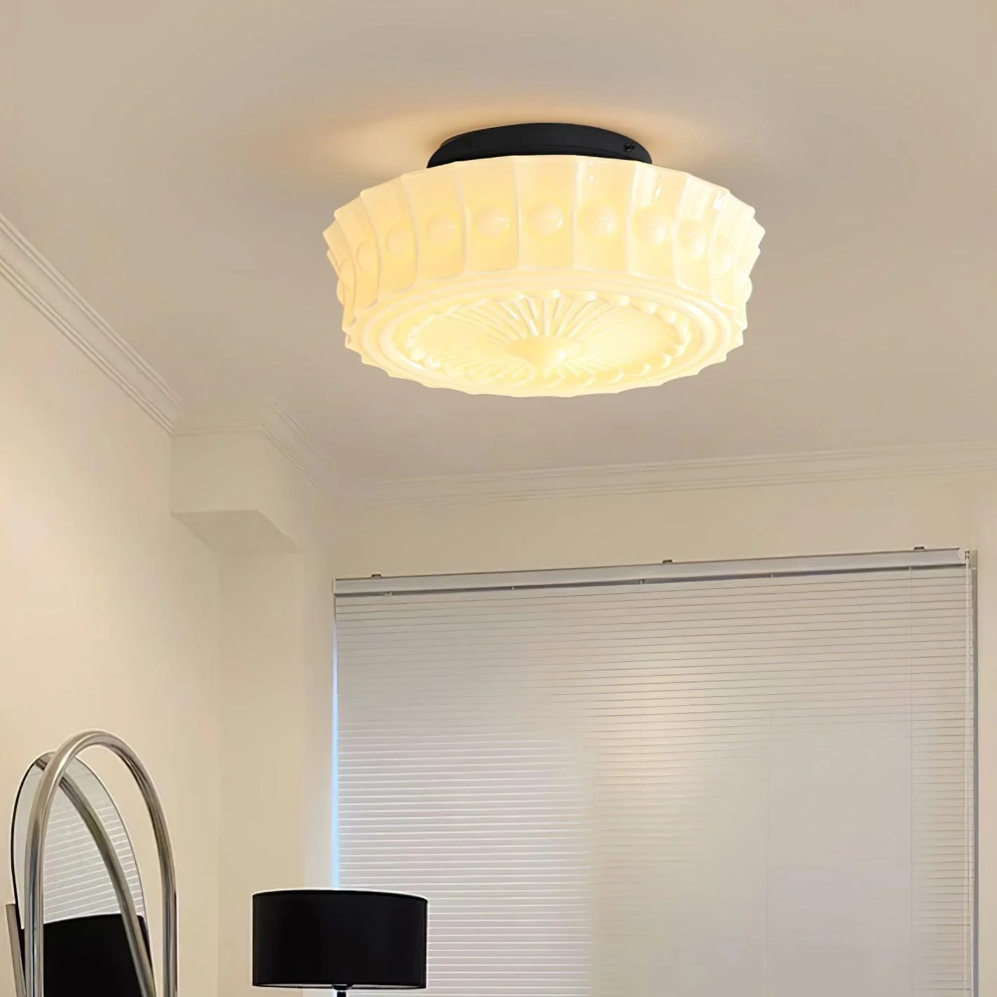 Solara Ceiling Lamp White Glass Floral for Living Room - Image 4
