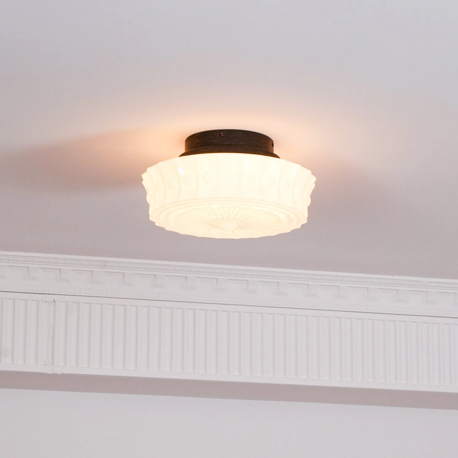 Solara Ceiling Lamp White Glass Floral for Living Room - Image 40