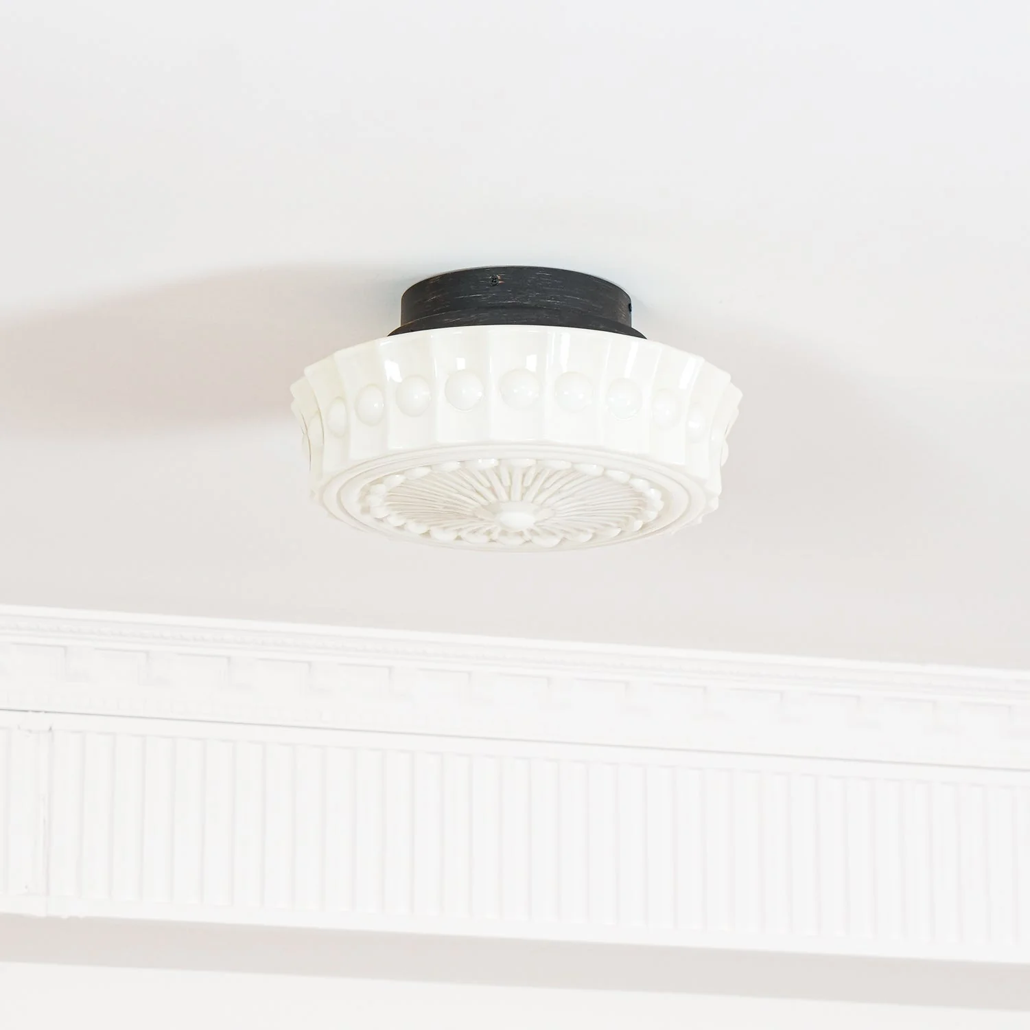 Solara Ceiling Lamp White Glass Floral for Living Room - Image 43