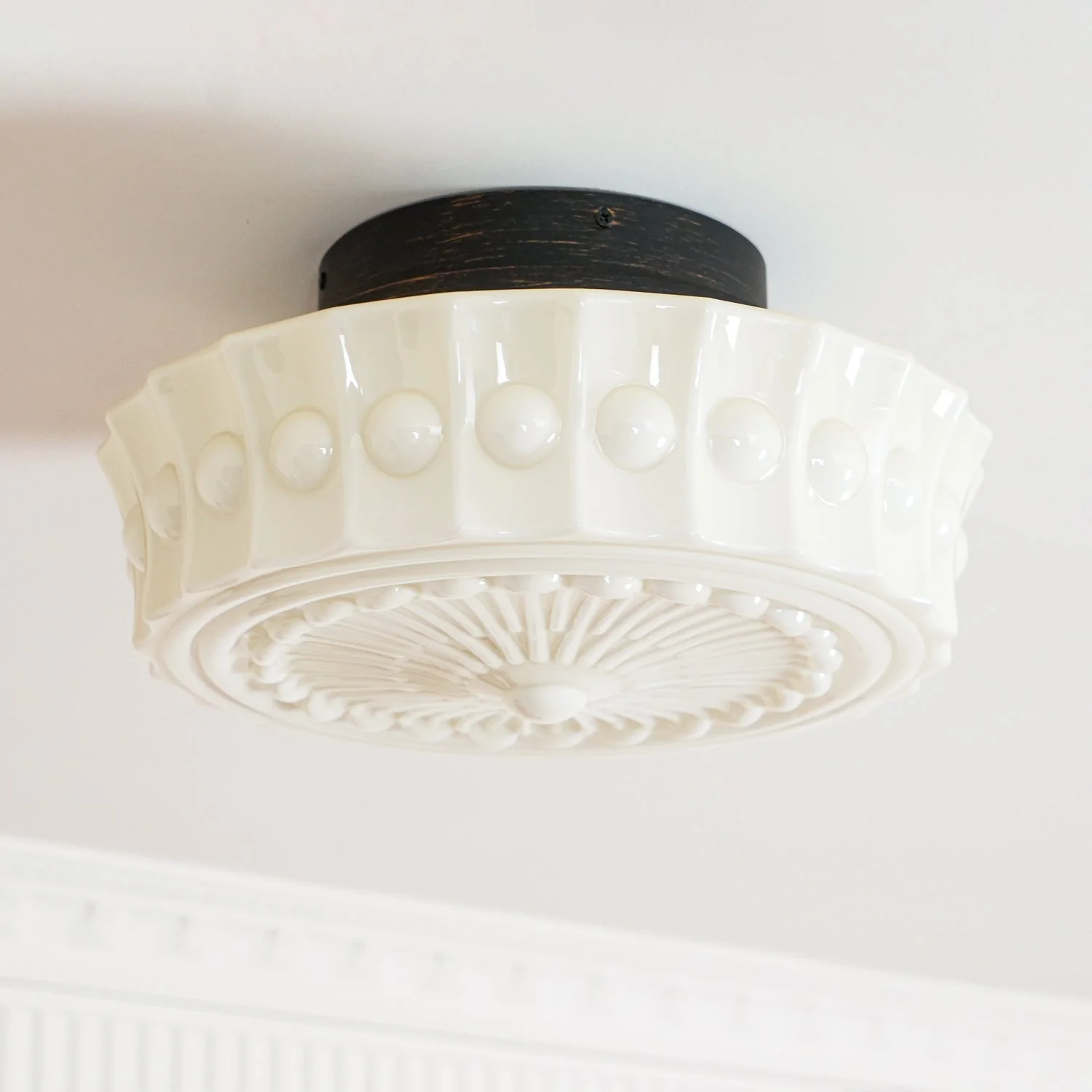 Solara Ceiling Lamp White Glass Floral for Living Room - Image 50