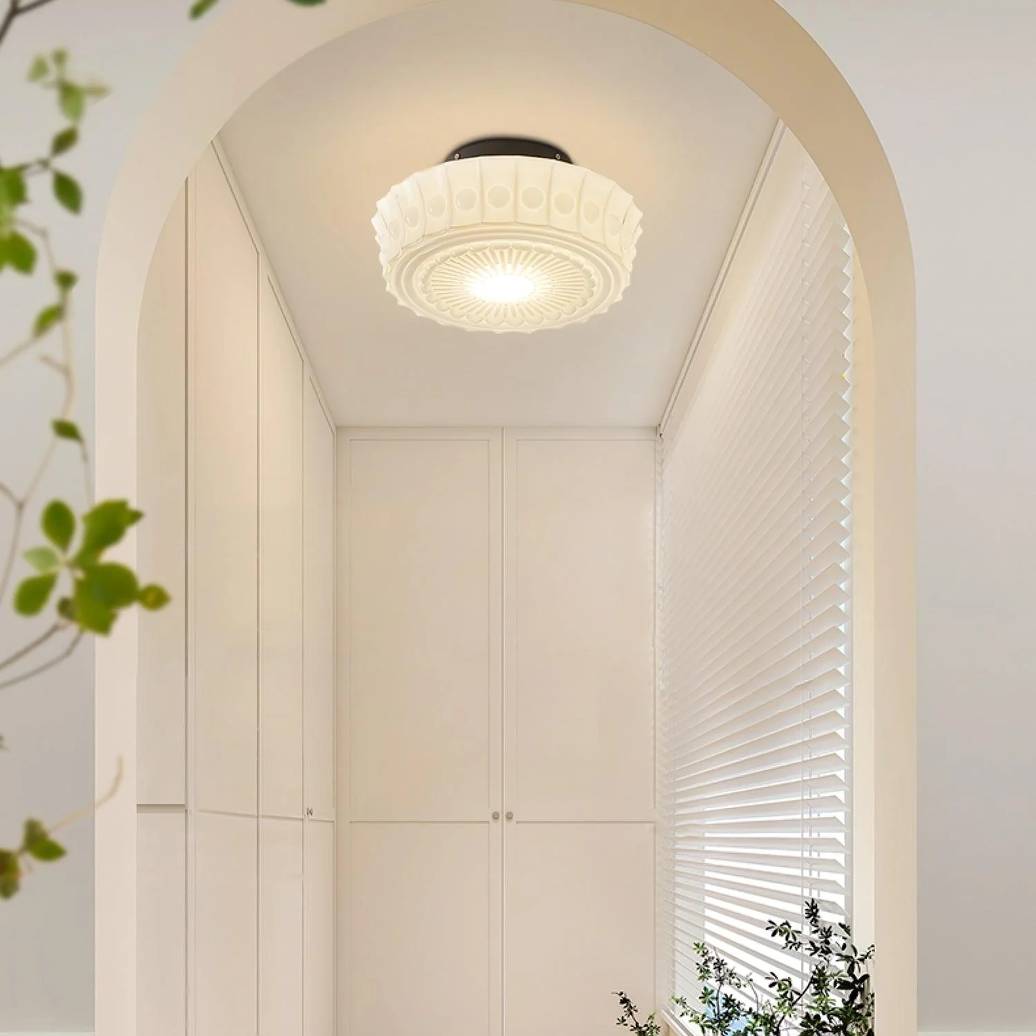 Solara Ceiling Lamp White Glass Floral for Living Room - Image 53