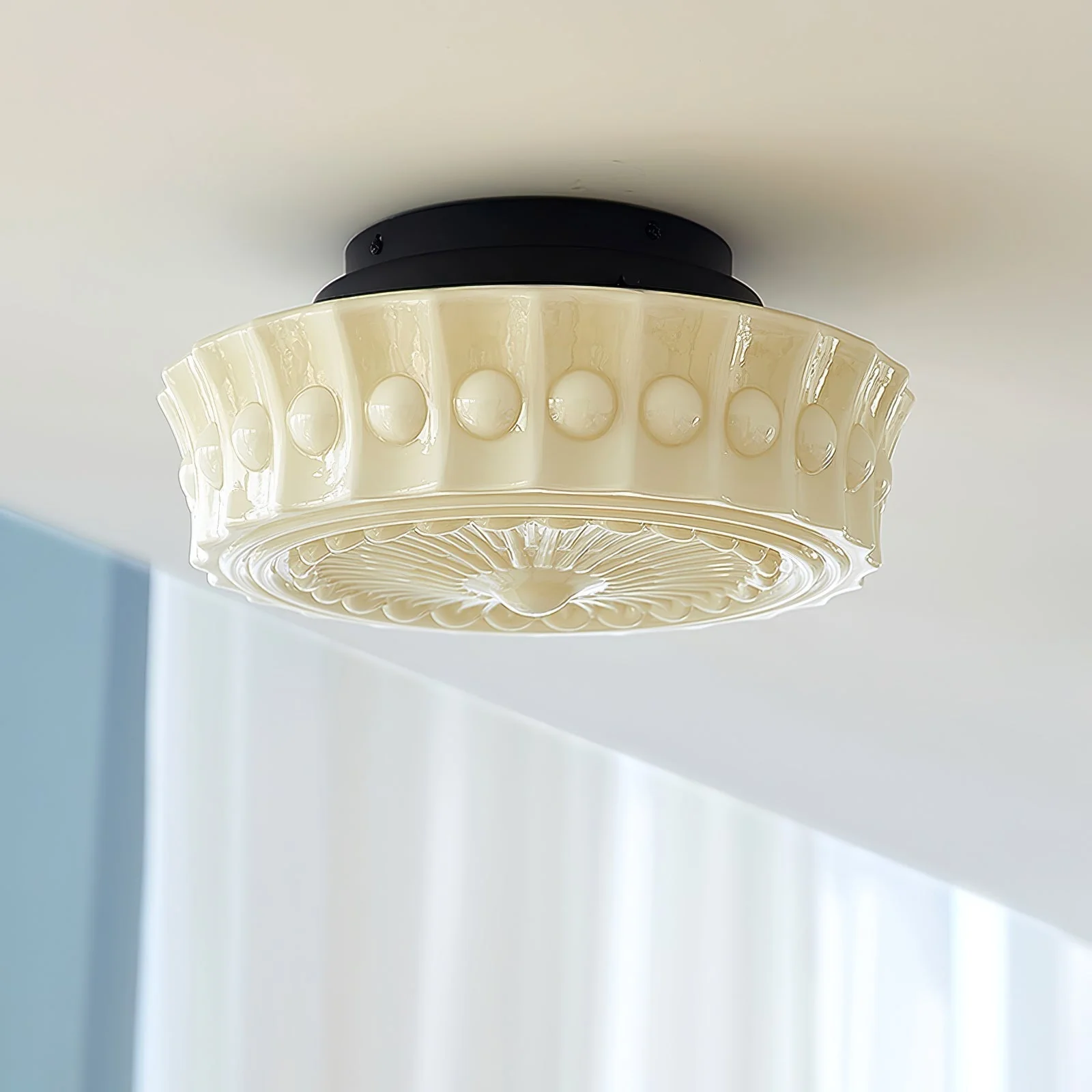 Solara Ceiling Lamp White Glass Floral for Living Room - Image 54