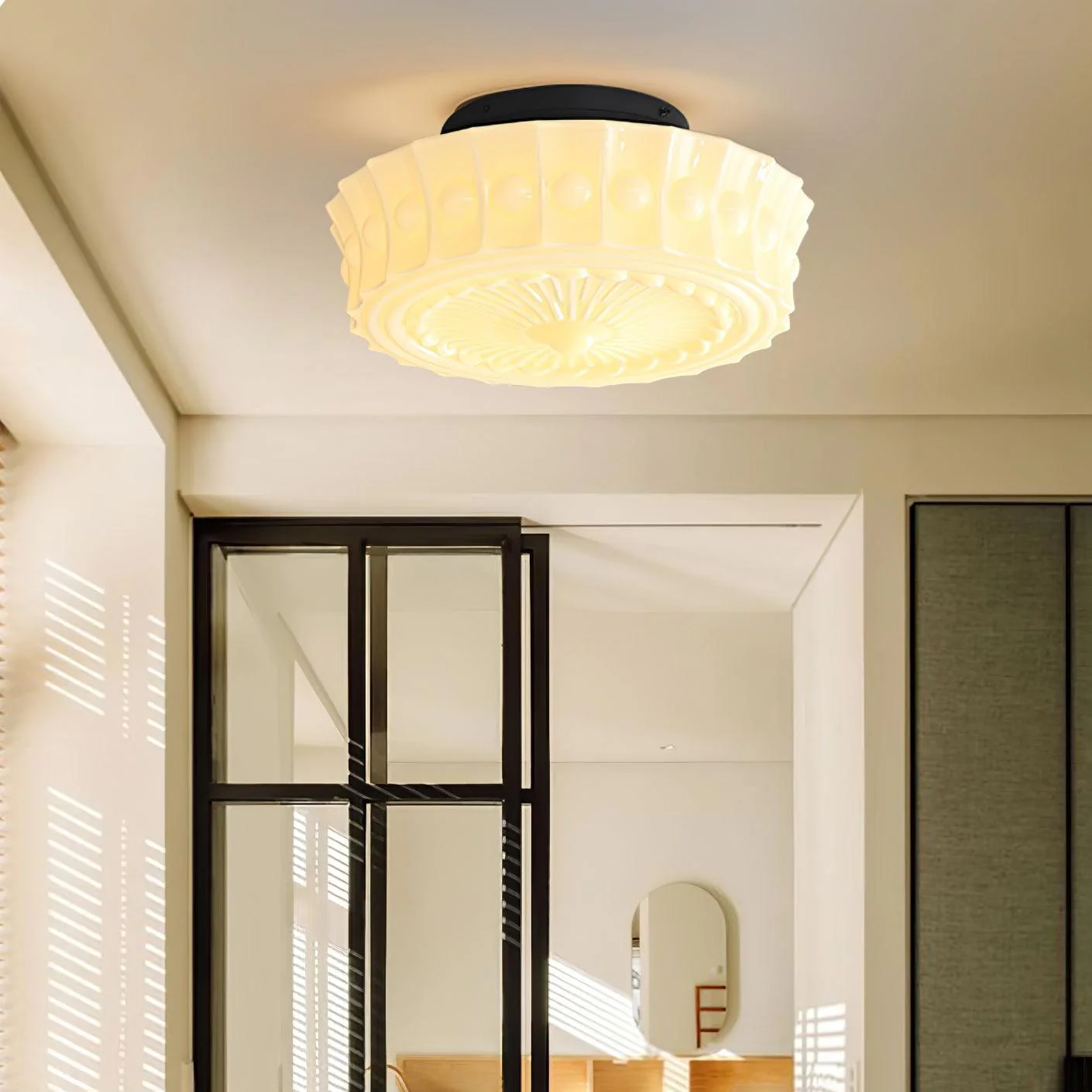 Solara Ceiling Lamp White Glass Floral for Living Room - Image 55