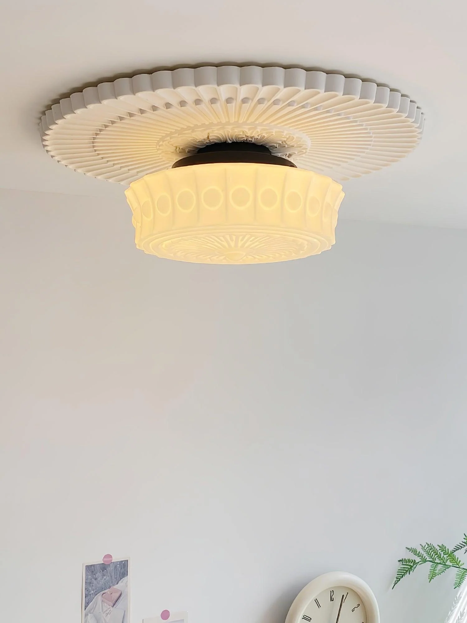 Solara Ceiling Lamp White Glass Floral for Living Room - Image 56