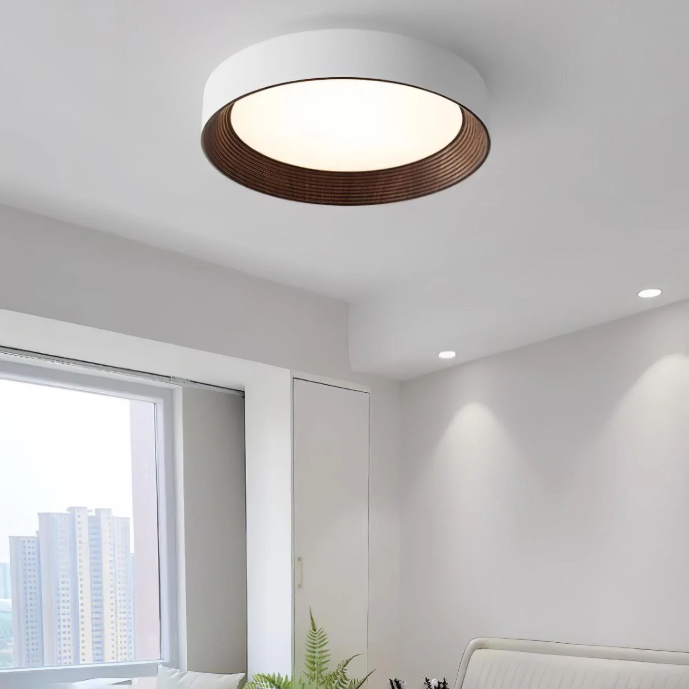 Solara Ceiling Lamp Wood Ring Minimalist Adjustable - Image 26