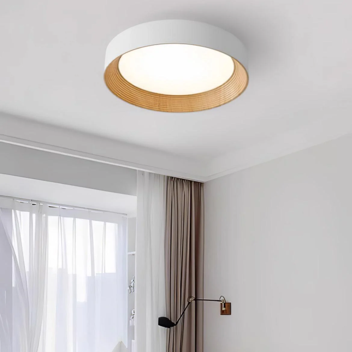 Solara Ceiling Lamp Wood Ring Minimalist Adjustable - Image 28