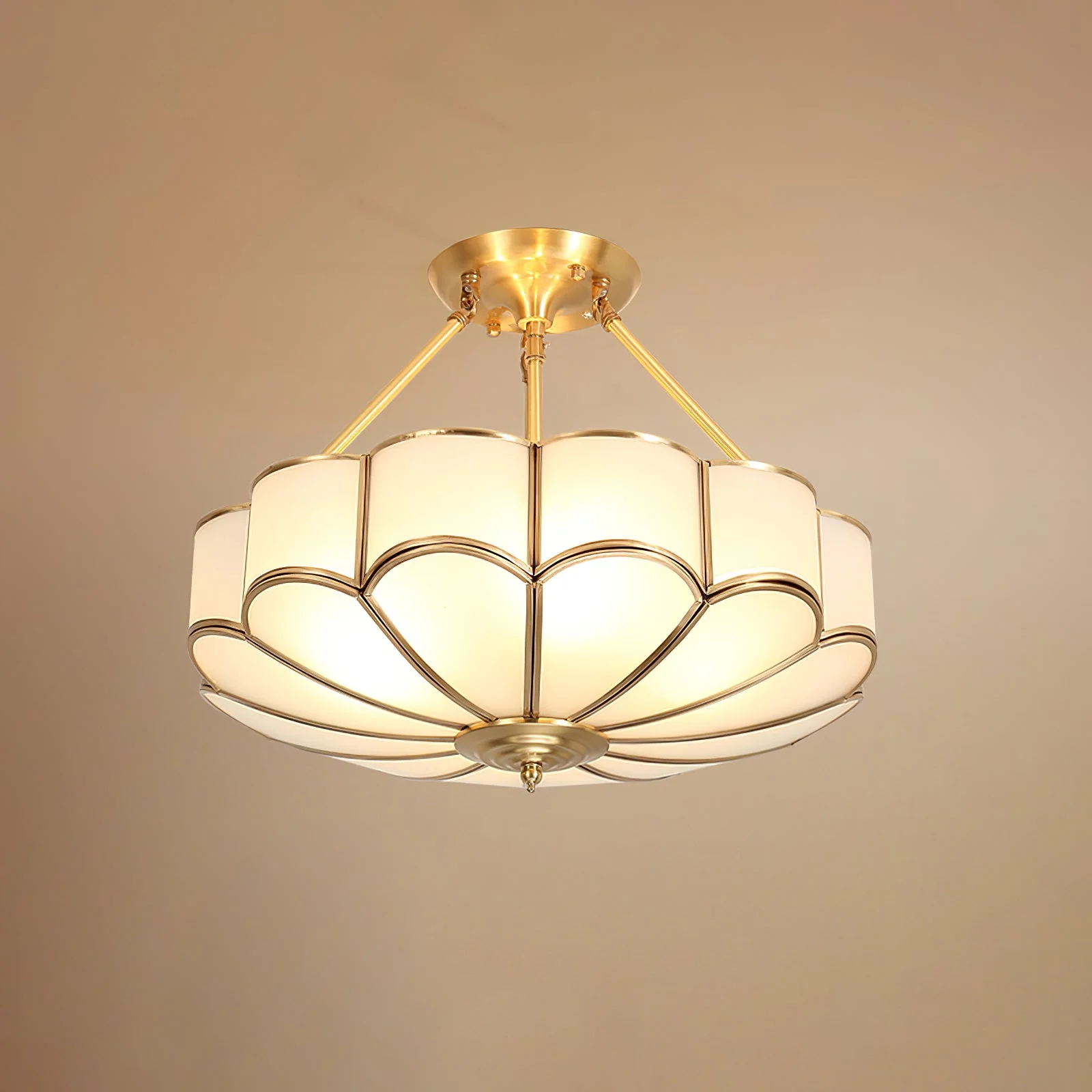 Solara Ceiling Light Frosted Glass Petal Brass Art - Image 19