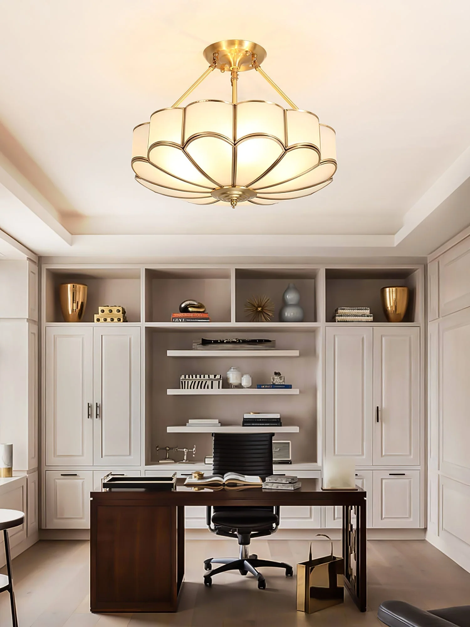 Solara Ceiling Light Frosted Glass Petal Brass Art - Image 20