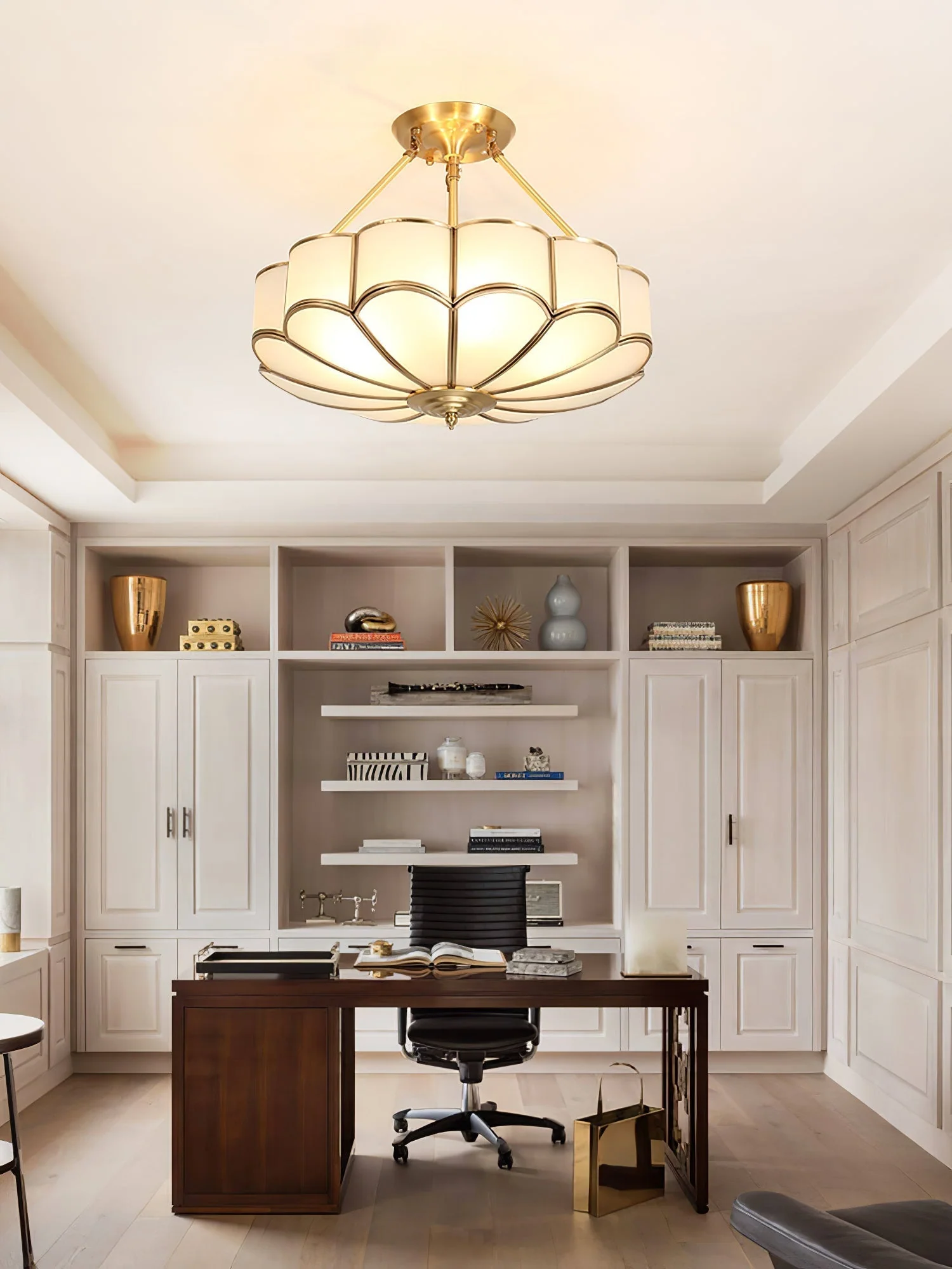 Solara Ceiling Light Frosted Glass Petal Brass Art - Image 22