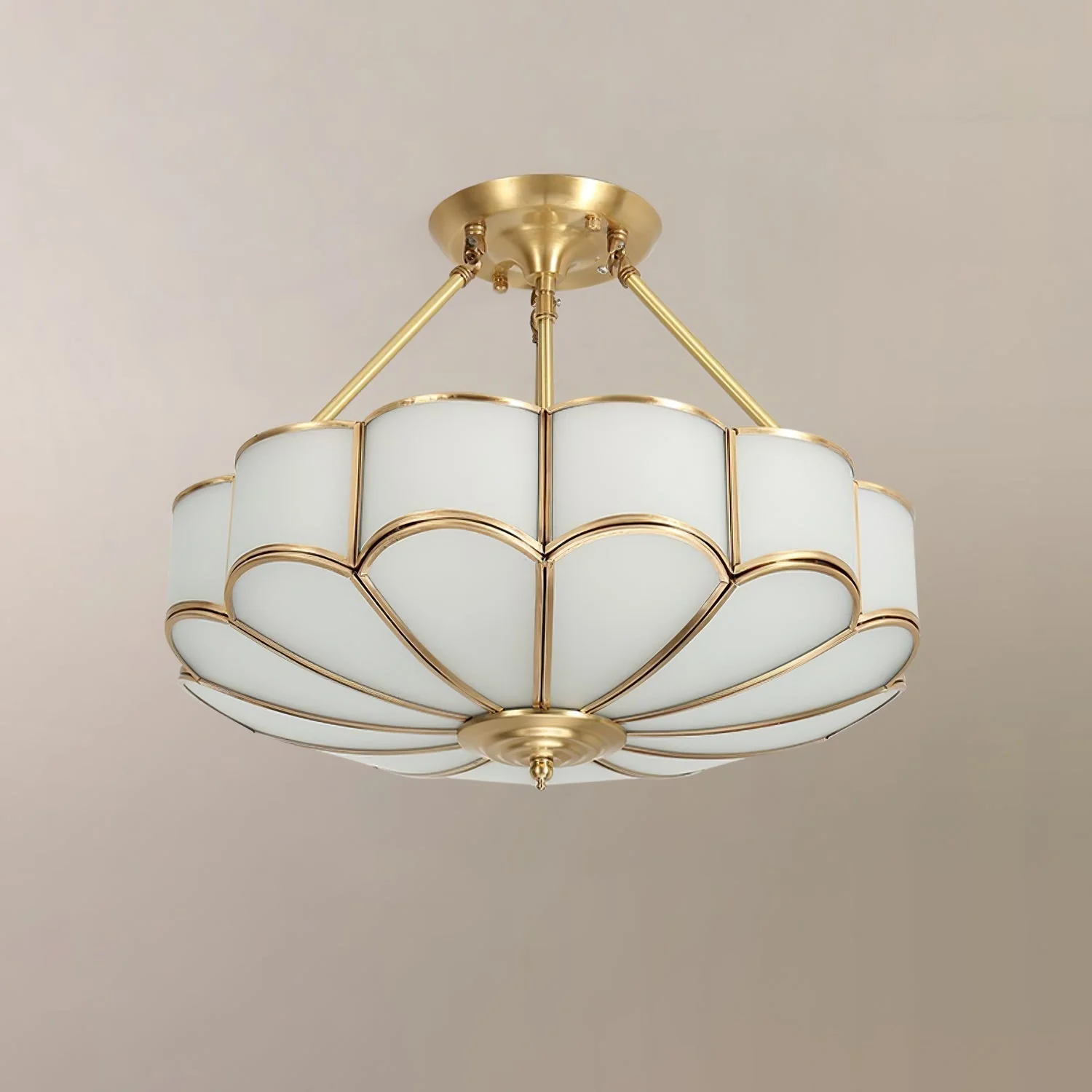 Solara Ceiling Light Frosted Glass Petal Brass Art - Image 23
