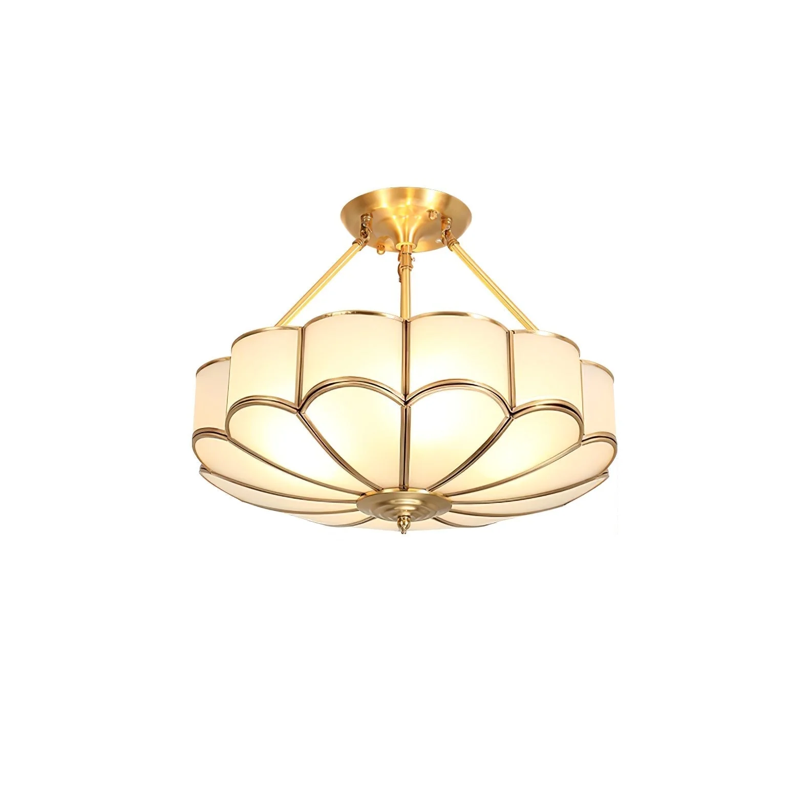 Solara Ceiling Light Frosted Glass Petal Brass Art - Image 5