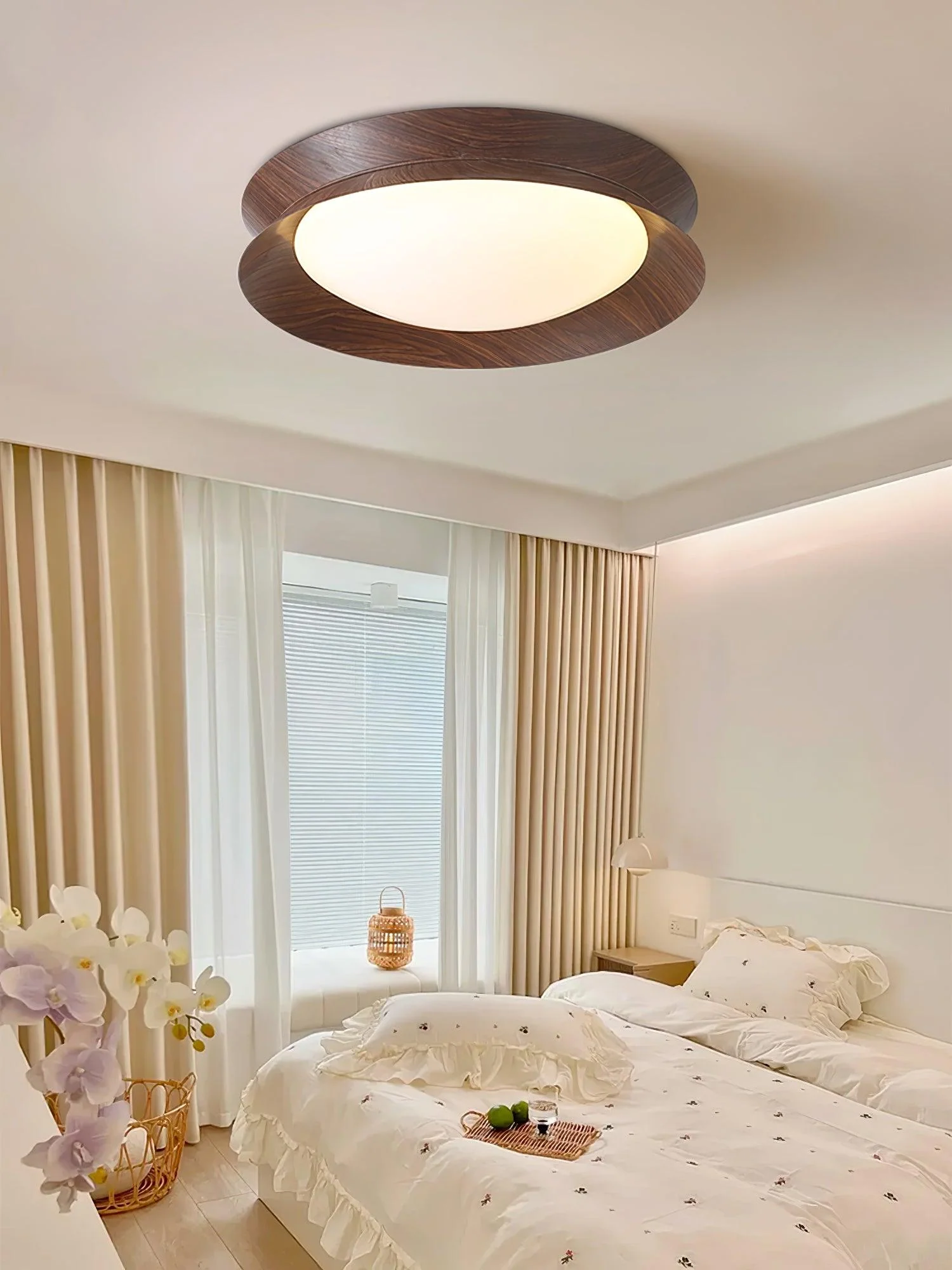 Solara Ceiling Light Wood Ring Double Half Round Nordic - Image 12