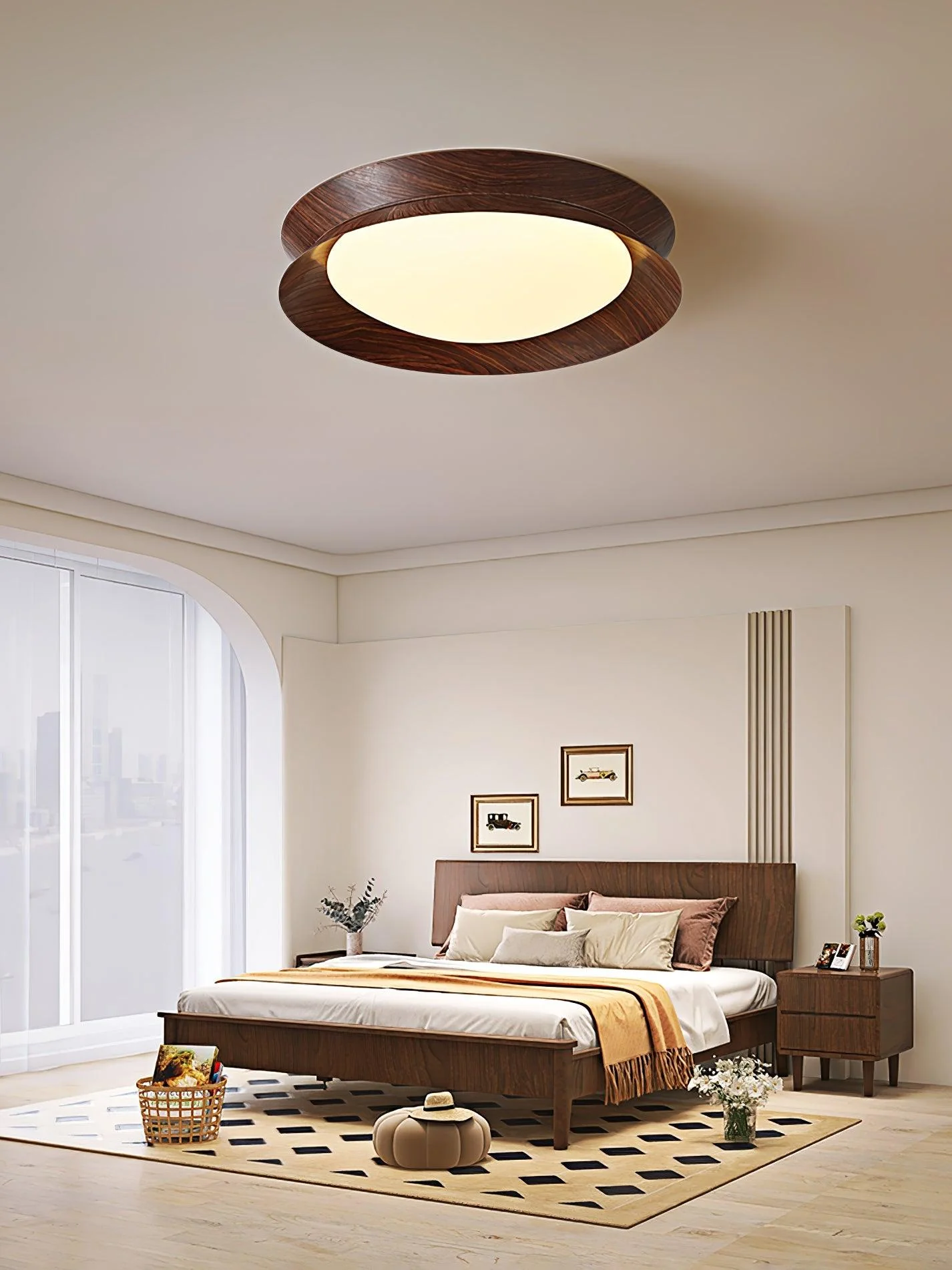 Solara Ceiling Light Wood Ring Double Half Round Nordic - Image 23