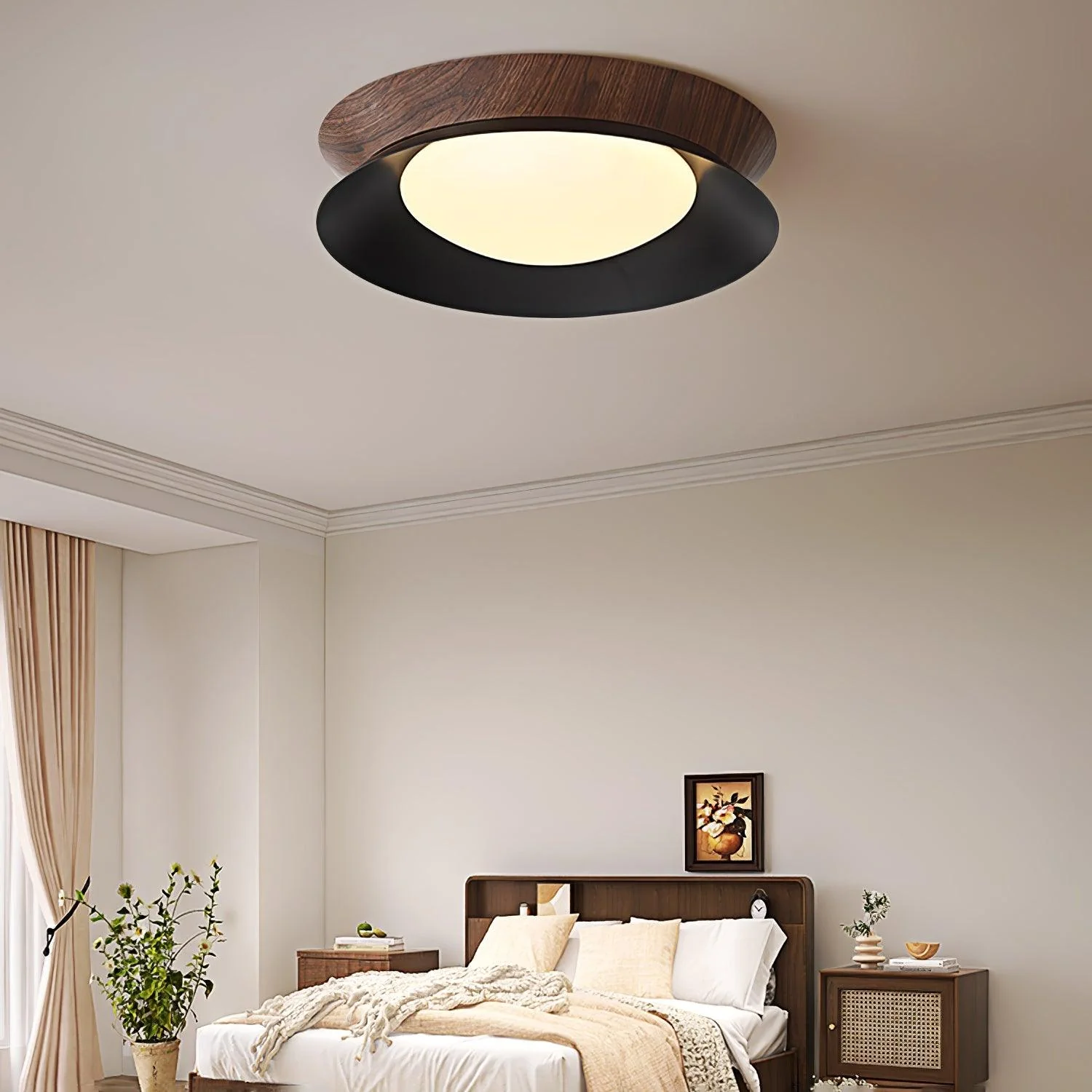 Solara Ceiling Light Wood Ring Double Half Round Nordic - Image 28