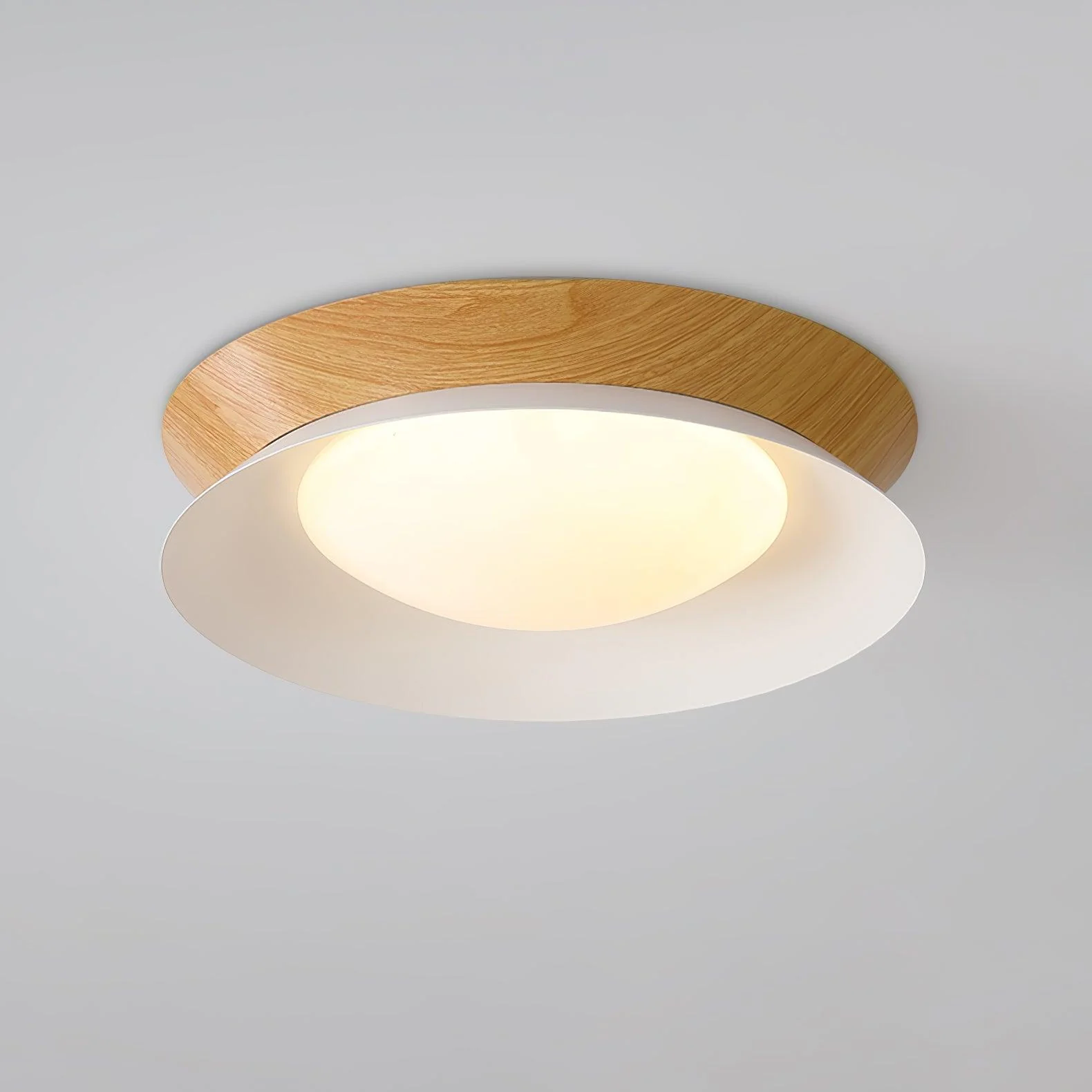 Solara Ceiling Light Wood Ring Double Half Round Nordic - Image 35