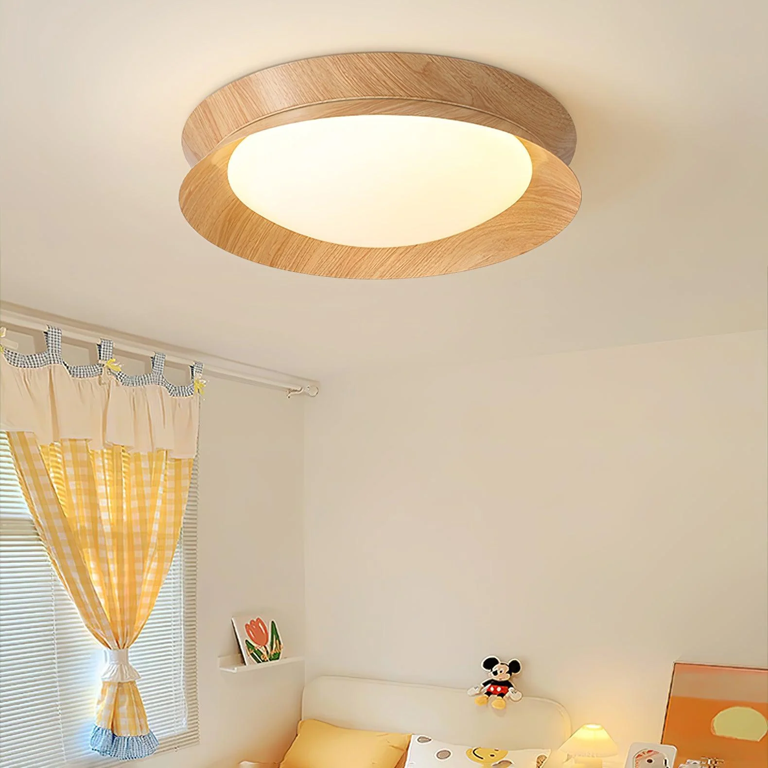Solara Ceiling Light Wood Ring Double Half Round Nordic - Image 38