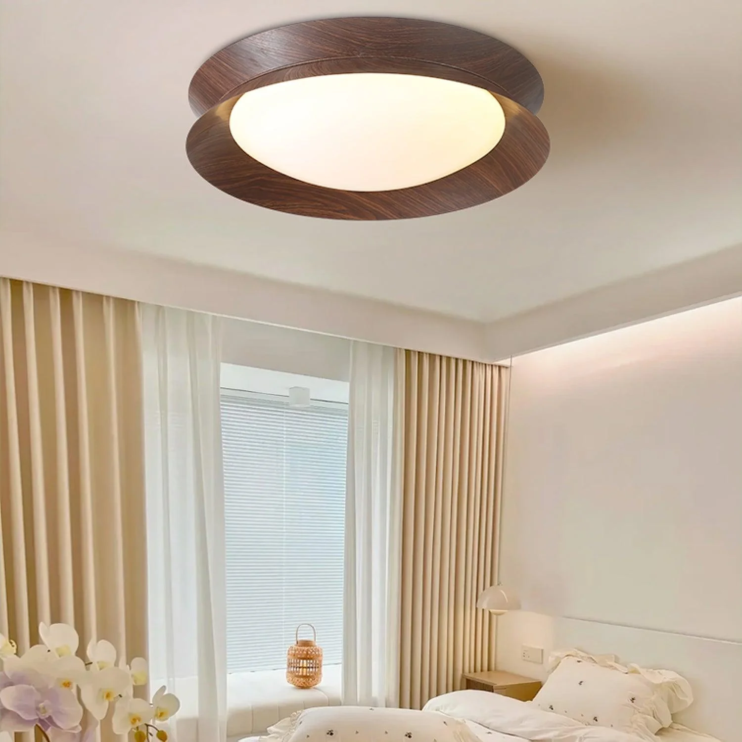 Solara Ceiling Light Wood Ring Double Half Round Nordic - Image 40