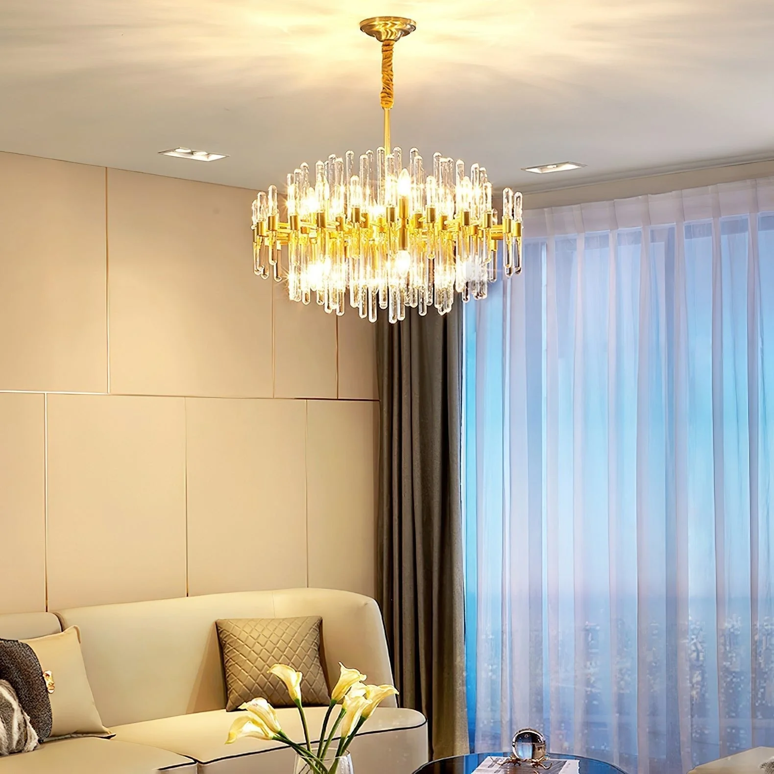 Solara Chandelier Antique Brass Starburst - Image 16