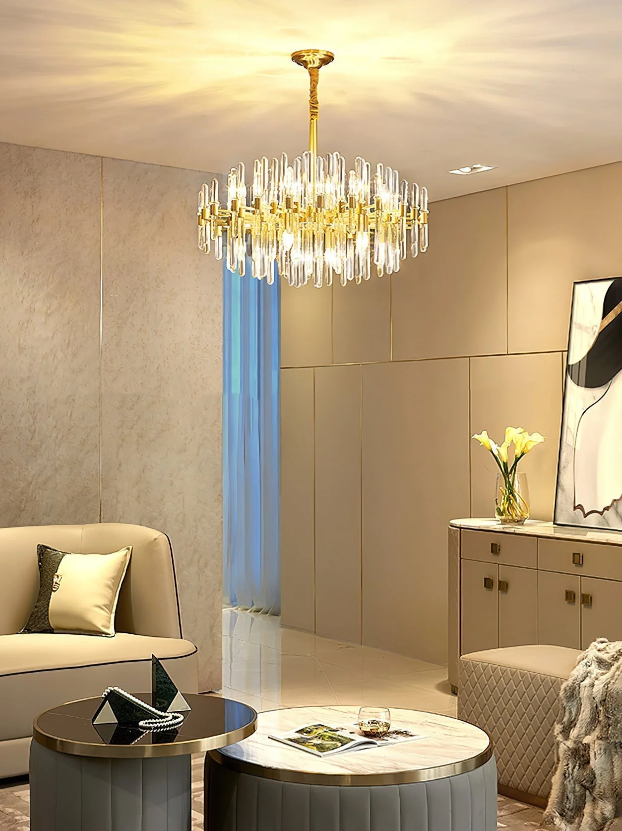 Solara Chandelier Antique Brass Starburst - Image 44