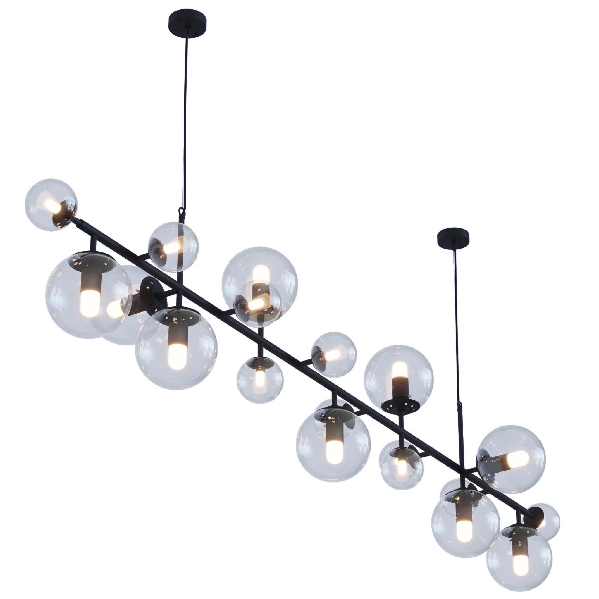 Solara Chandelier Brass Glass Globe - Image 15