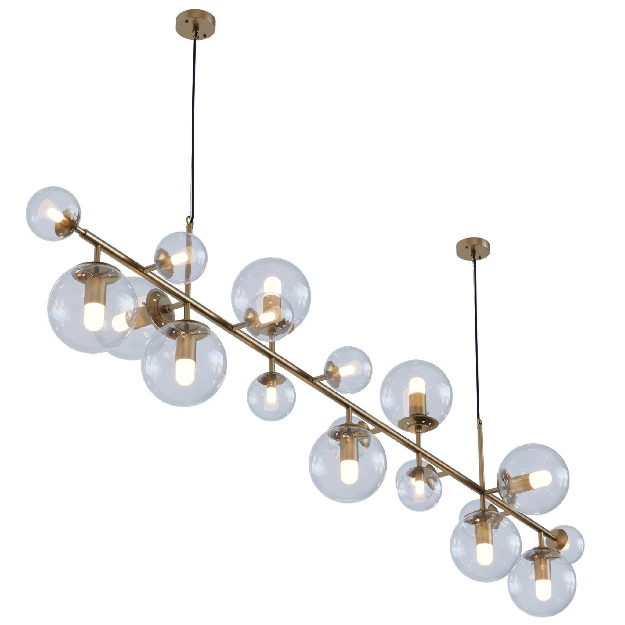 Solara Chandelier Brass Glass Globe - Image 17