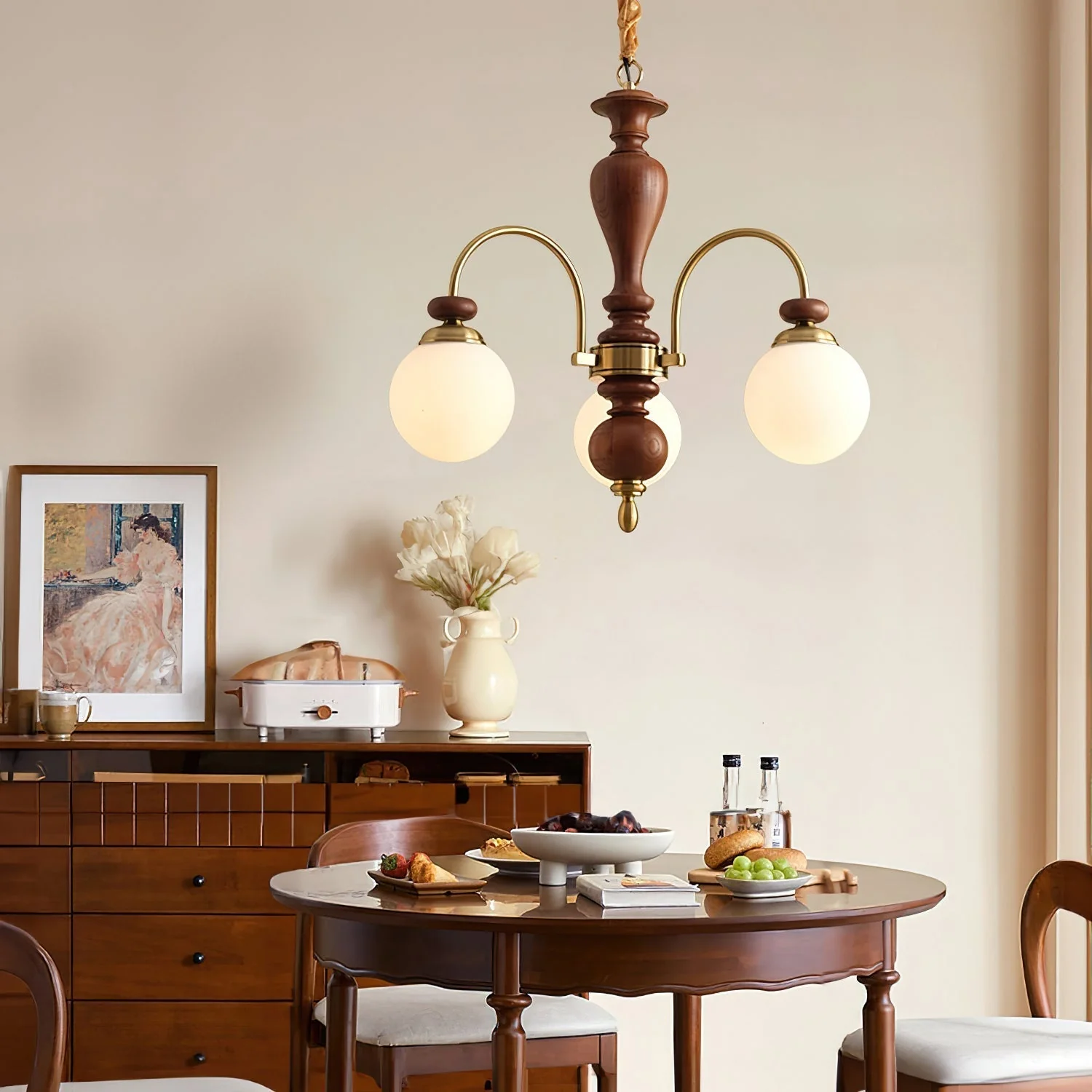 Solara Chandelier Classic Wooden Brass - Image 10