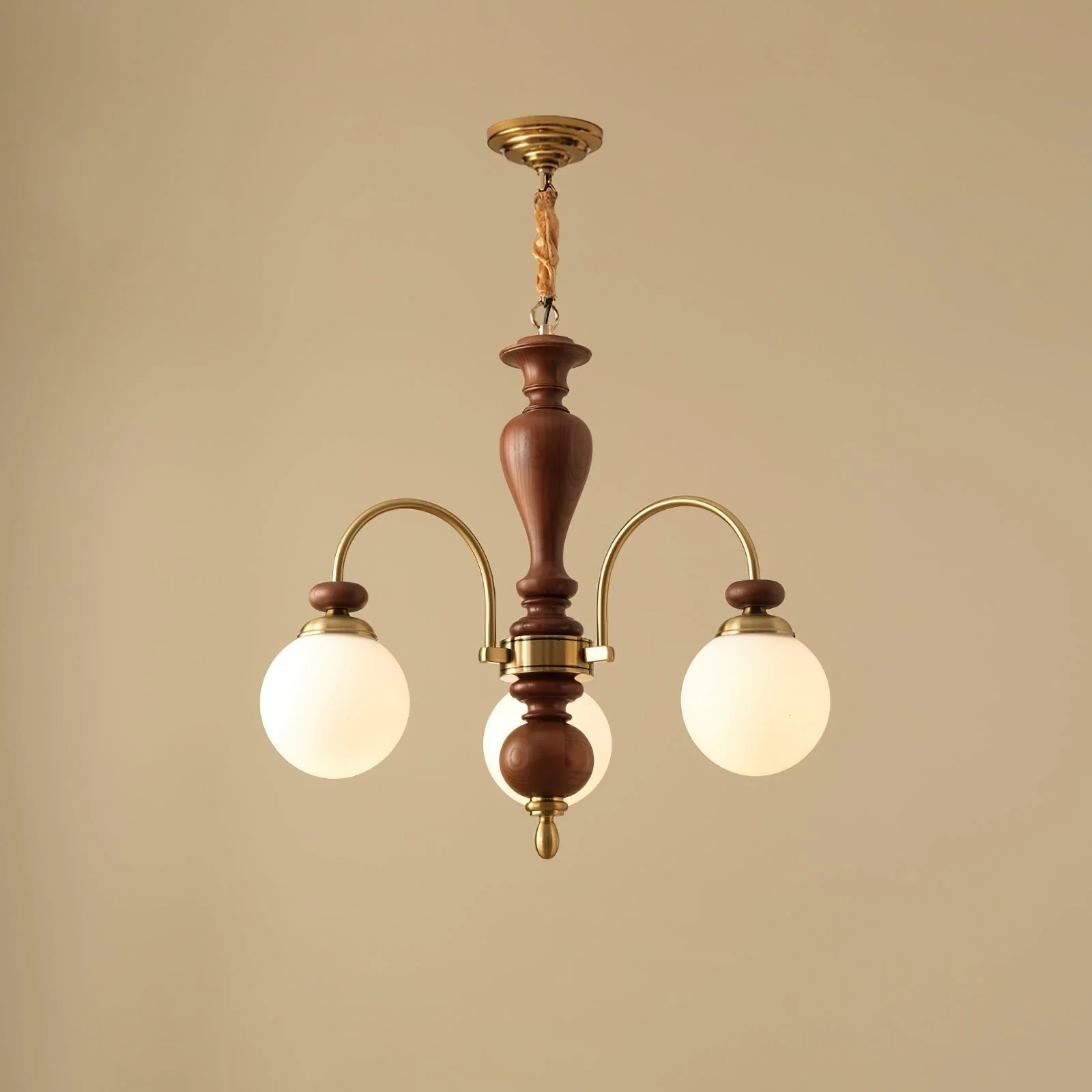 Solara Chandelier Classic Wooden Brass - Image 2