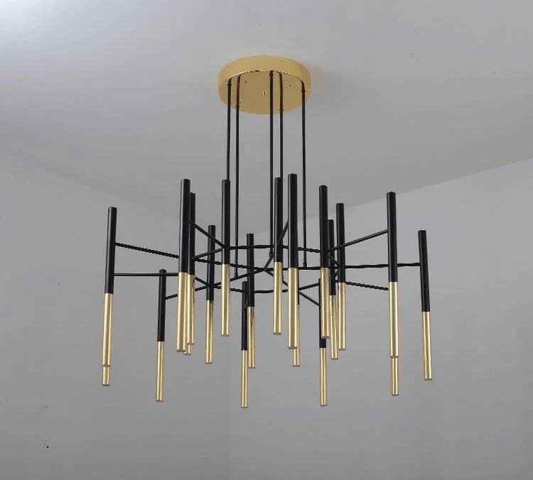 Solara Chandelier Modern Rods Black Gold - Image 12