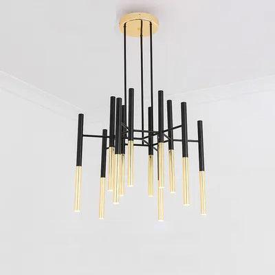 Solara Chandelier Modern Rods Black Gold - Image 18