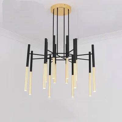 Solara Chandelier Modern Rods Black Gold - Image 19