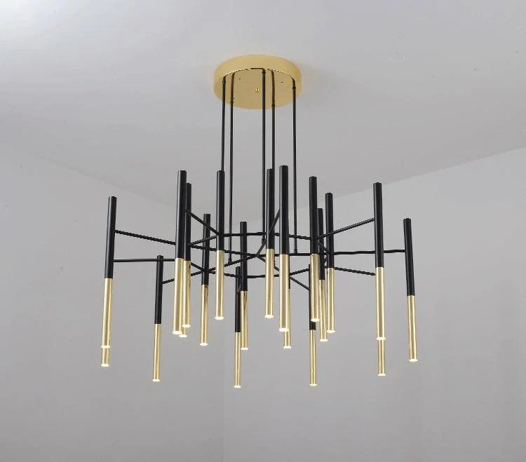 Solara Chandelier Modern Rods Black Gold - Image 23