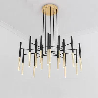 Solara Chandelier Modern Rods Black Gold - Image 25