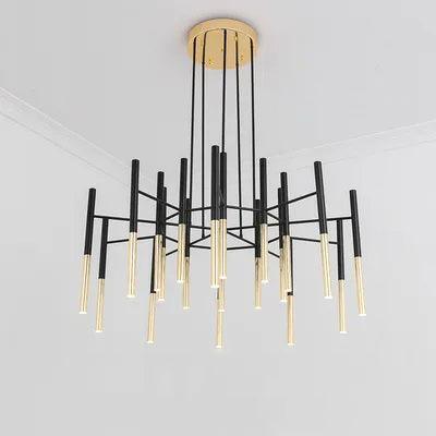 Solara Chandelier Modern Rods Black Gold - Image 26