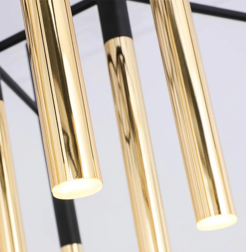 Solara Chandelier Modern Rods Black Gold - Image 27