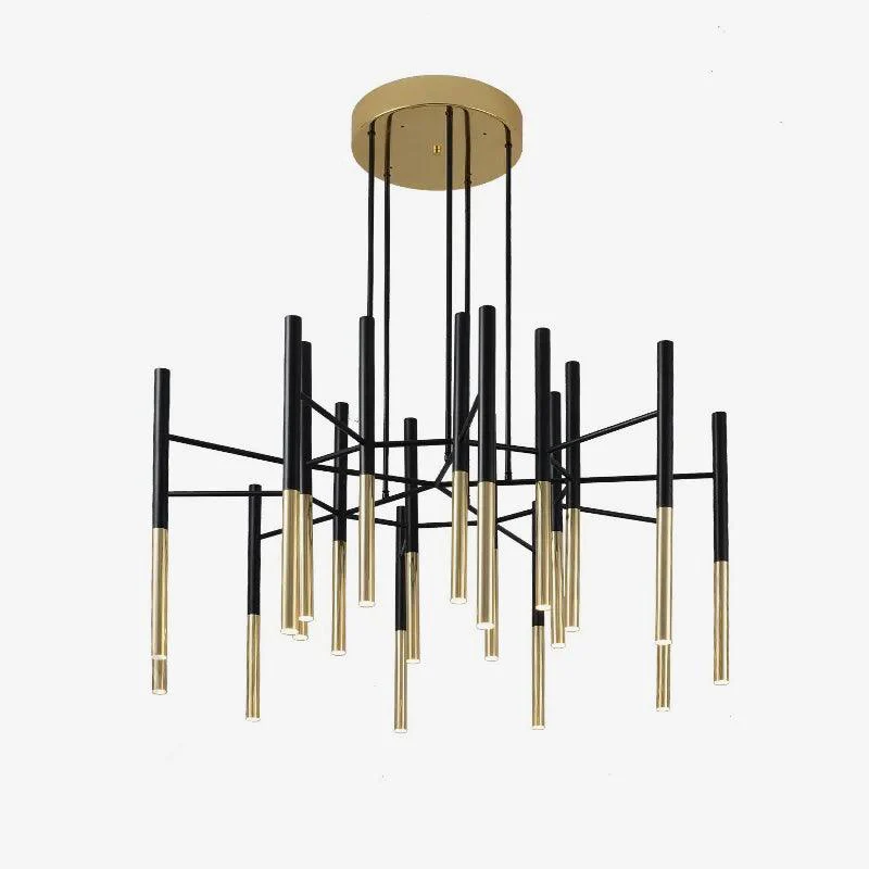 Solara Chandelier Modern Rods Black Gold - Image 28