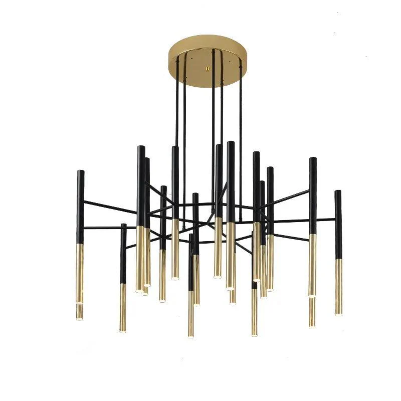 Solara Chandelier Modern Rods Black Gold - Image 31