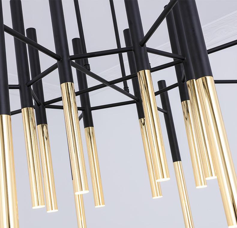 Solara Chandelier Modern Rods Black Gold - Image 34